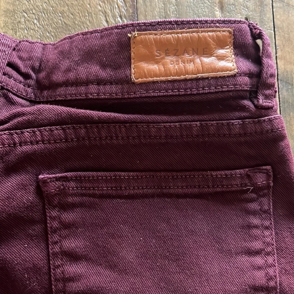 Sézane - excellent condition ankle length burgundy jeans size 27 but fit like 25 - Picture 11 of 15